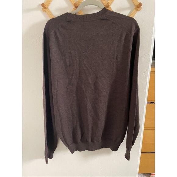 Joseph & Lyman Sweater Men's Large Italian 100% Merino Wool Pullover Brown - Picture 6 of 6
